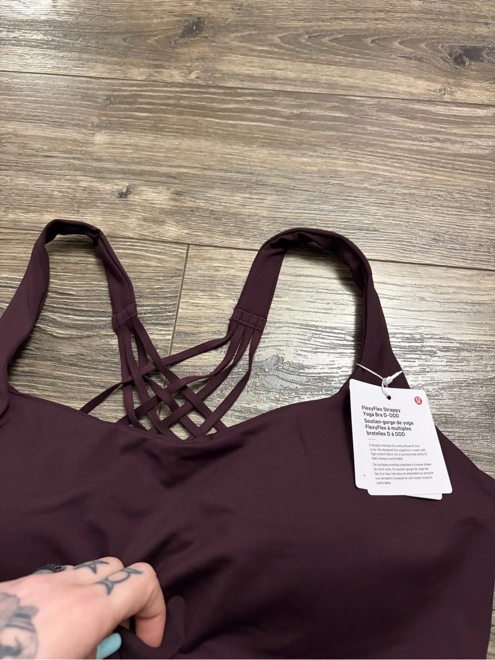 NWT Lululemon FlexyFlex Yoga Bra *Light Support, D-DDD Cups Black Plum Size L/XL